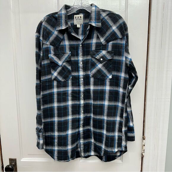 Ely Cattleman Other - Ely Cattleman western wear pearl snap long sleeve flannel shirt men's medium
